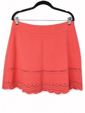 LOFT Coral Laser Cut Scallop Hem Skater Skirt Size 12 NWOT